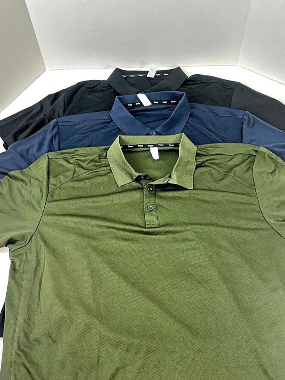 frueo Men's Polo Shirts XXXL Green Blue Black 3 Pack